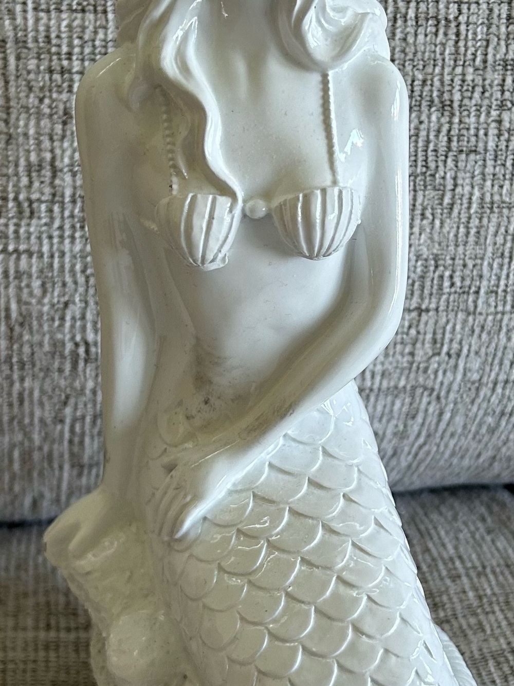 White Ceramic Mermaid Figurine Decorative Sculpture